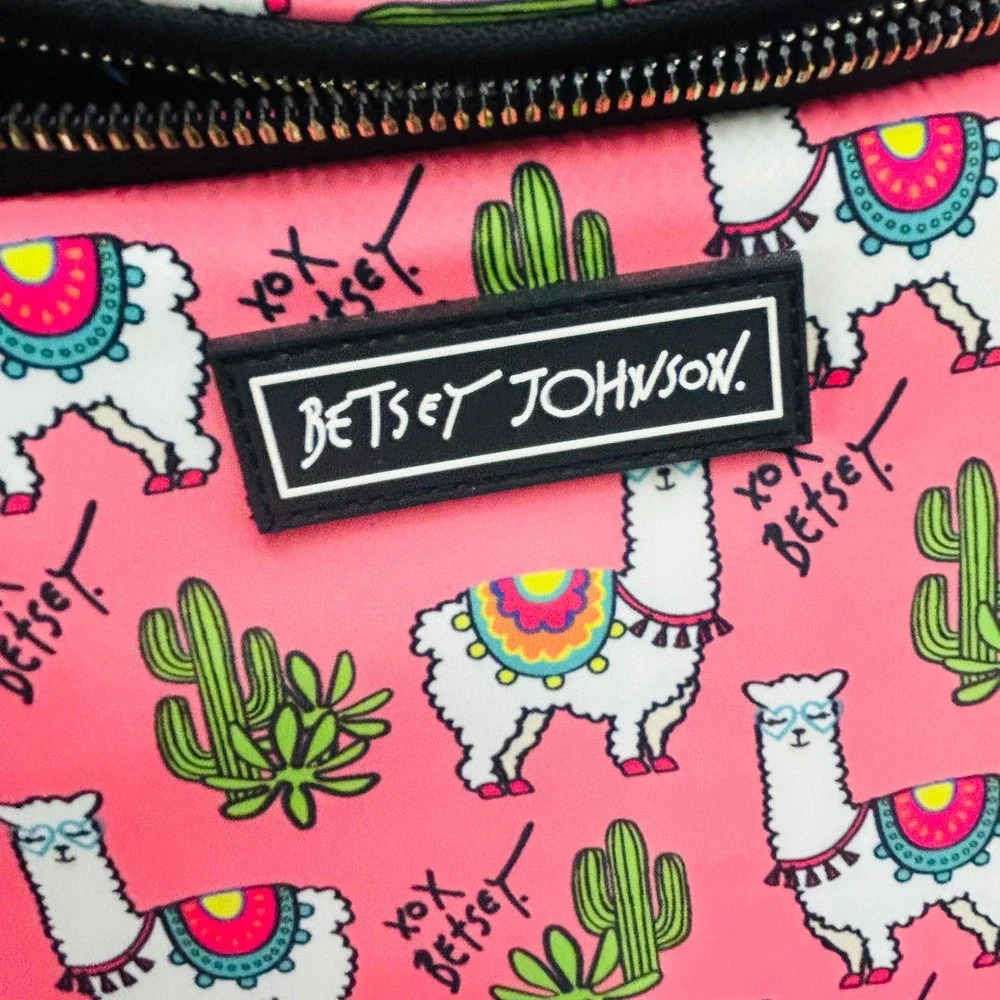 Betsey Johnson Llama Cactus Pink Insulated Crossbody Lunch Bag 9